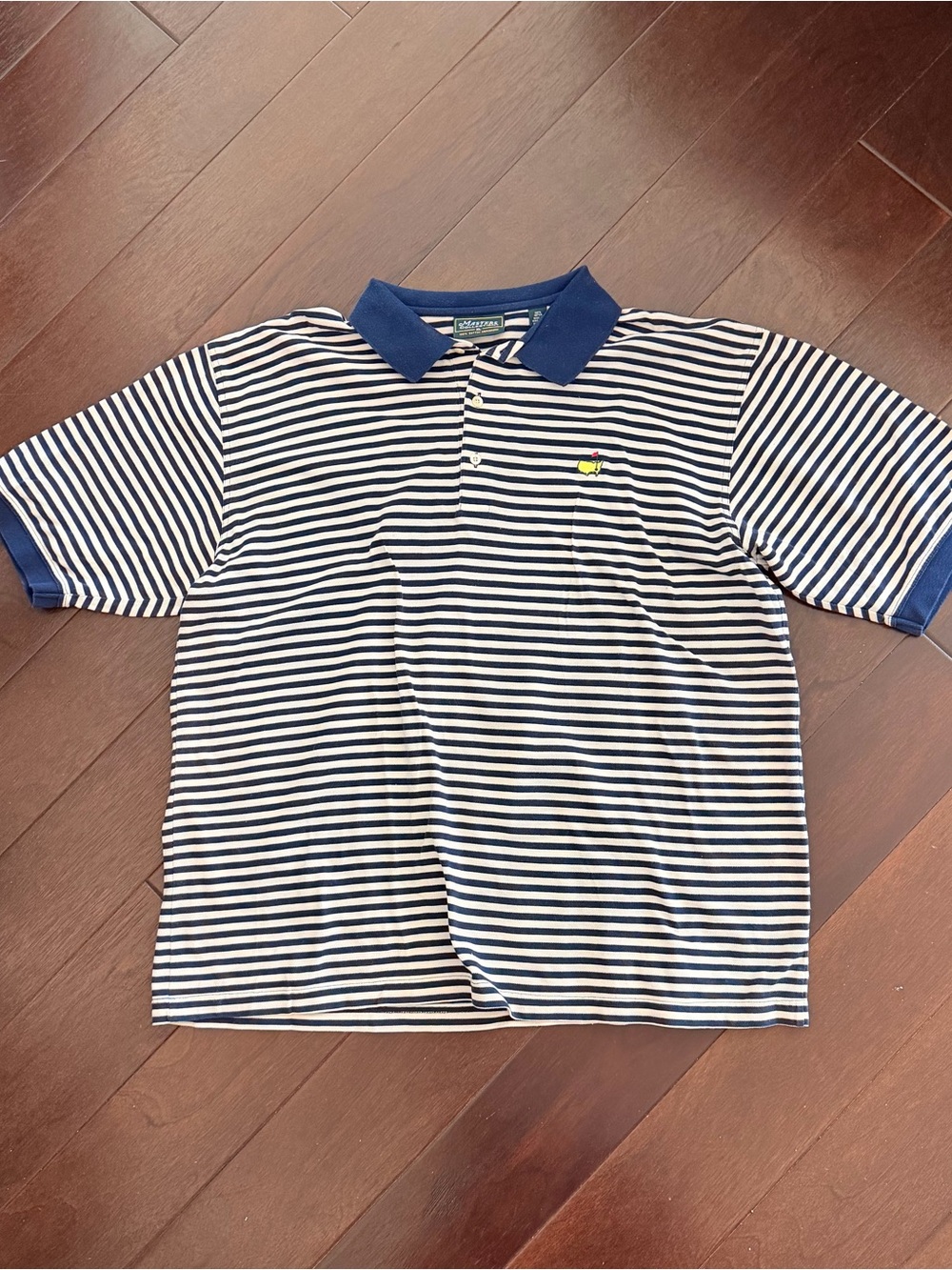 The Masters Collection Short Sleeve Polo Shirt Augusta Navy Blue Striped Mens XL